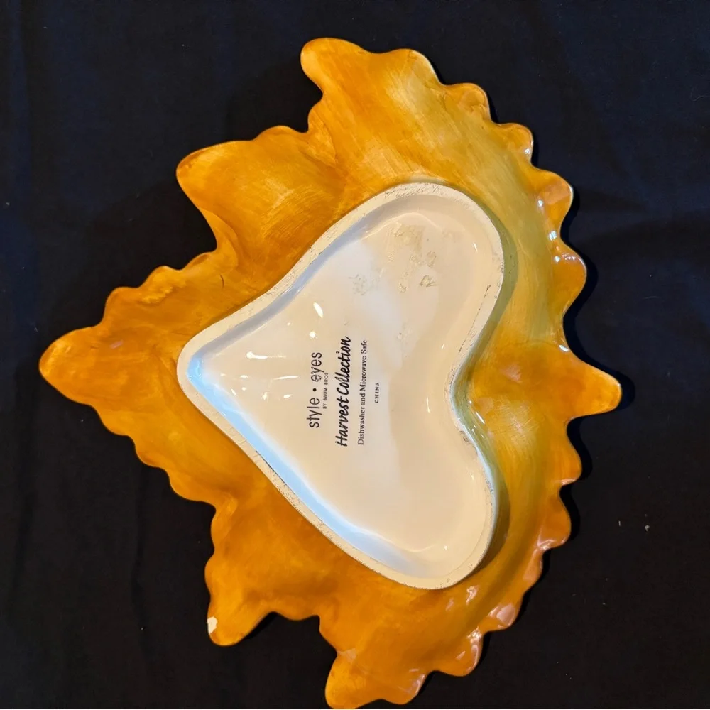 Leaf-Shaped Orange Decorative Dish by Style Eyes